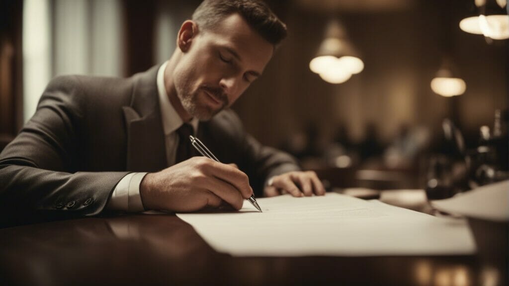 a family man signing a Life insurance policy application