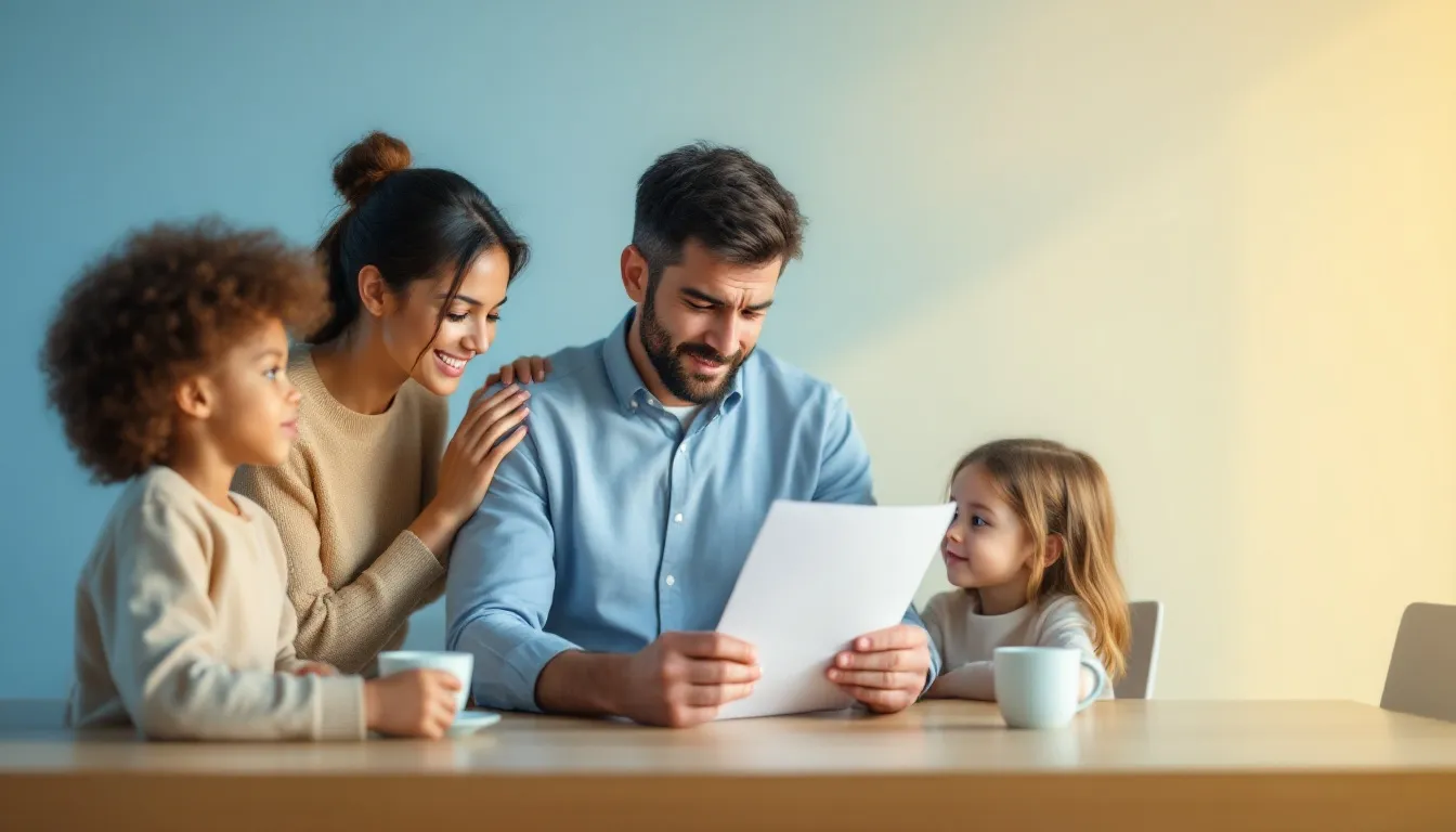 Illustration of a family under a protective umbrella labeled "Life Insurance".